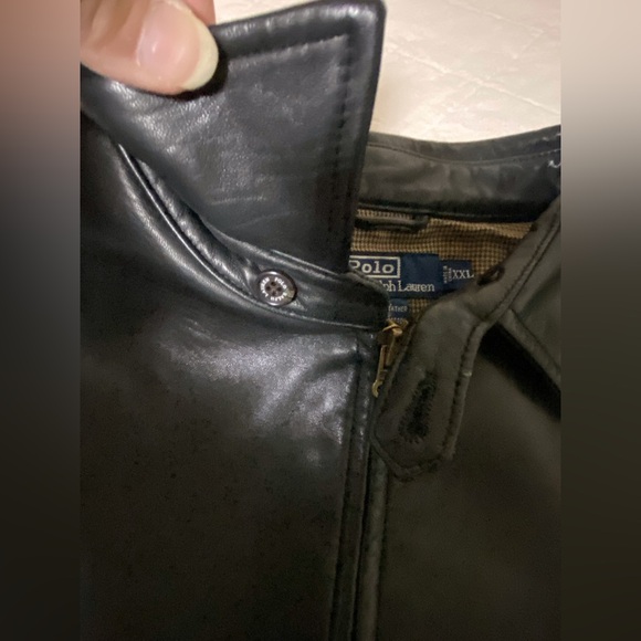 🔥 Polo Ralph Lauren Black Leather Jacket Men XXL Classic Full-Zip Timeless Style - Picture 8 of 16